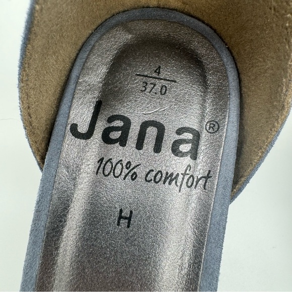 Jana Slate Blue Suede Block Heel Open Toe Ankle Strap Heels Size EU 37 H - Picture 12 of 13